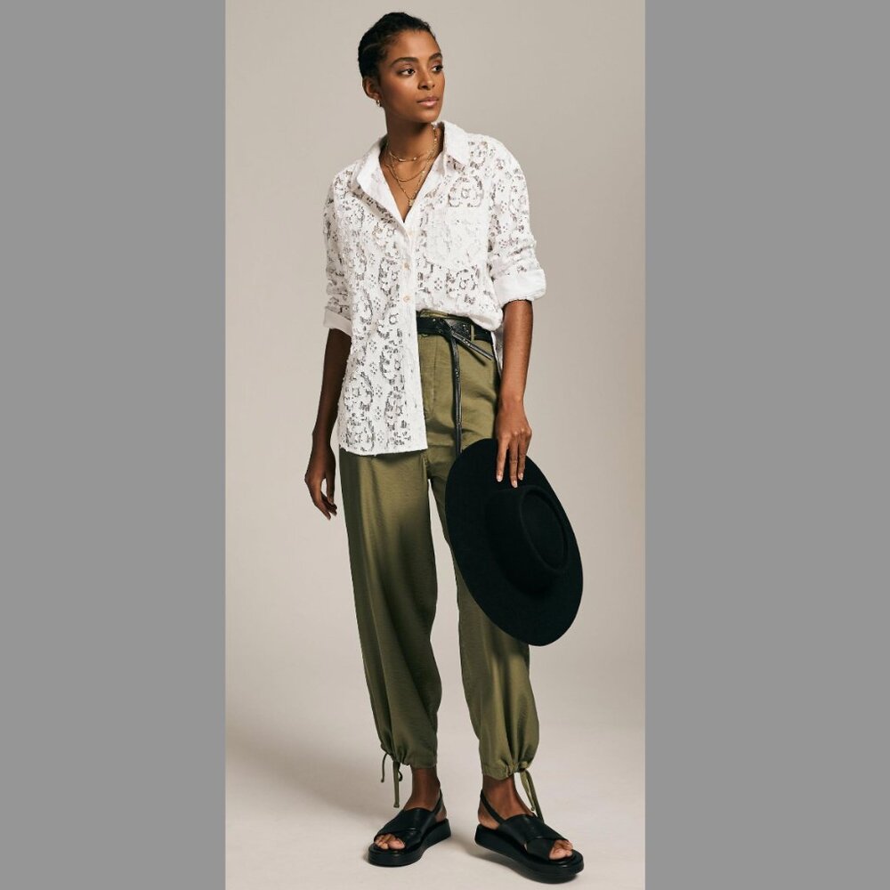 Anthropologie Pilcro White Lacey Buttondown NWT